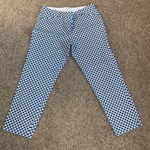 Zac & Rachel Blue and White Pattern Print Pants-Size 10